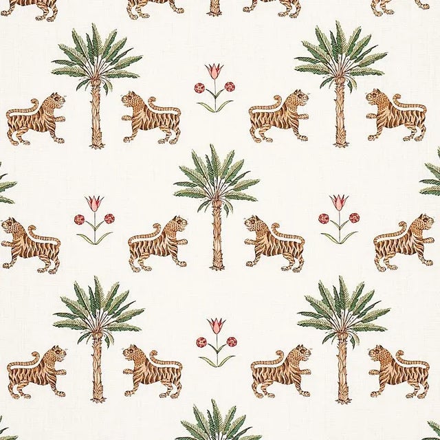 Schumacher Schumacher Tiger Palm Fabric in Crimson For Sale - Image 4 of 4