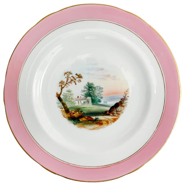 Antique English Scenic Landscape Dinner Plates - Set of 10 For Sale - Image 9 of 12