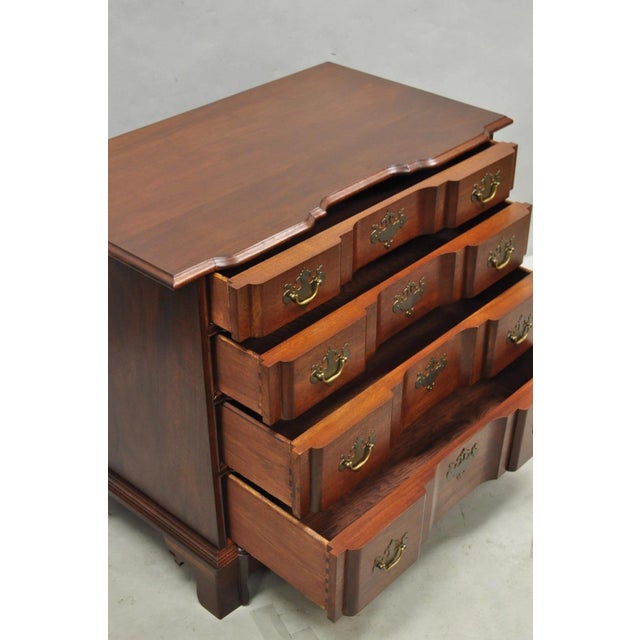 Wood Vintage Chippendale Style Solid Mahogany Block Front Bachelor Chest of Drawers For Sale - Image 7 of 18