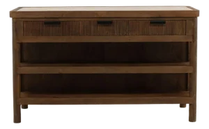 Organic Modern Marble Inset Walnut Kitchen Island