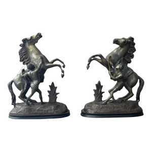 Late 19th Century French Marly Horses, After Coustou- Set of 2