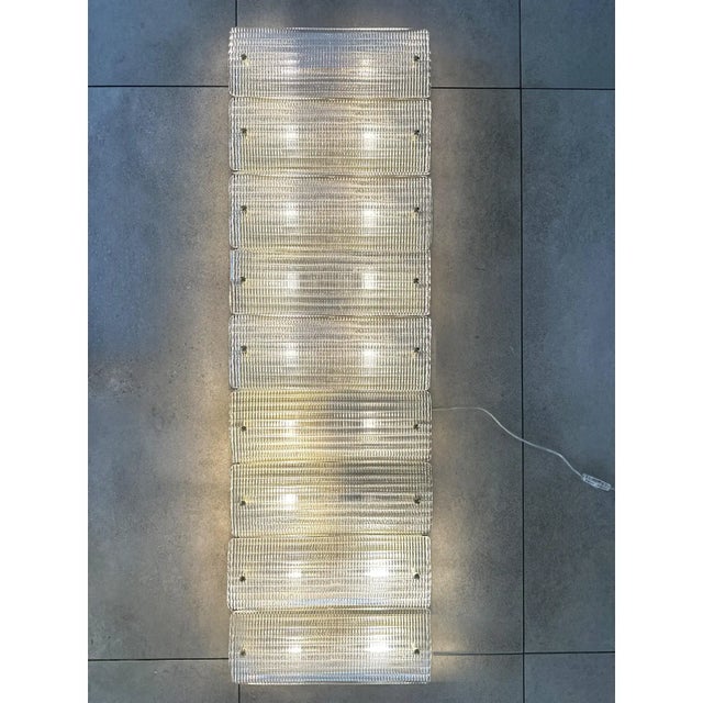 2020s Contemporary Italian Luxury Brass Wall Sconce in Diamanted Murano Glass Flush Mount – Lot of 4 Pieces For Sale - Image 5 of 7