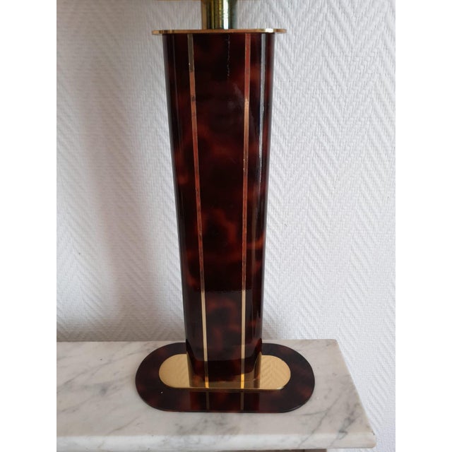 Hollywood Regency Black and Gold Tortoiseshell Lamp, 1980s For Sale - Image 10 of 13
