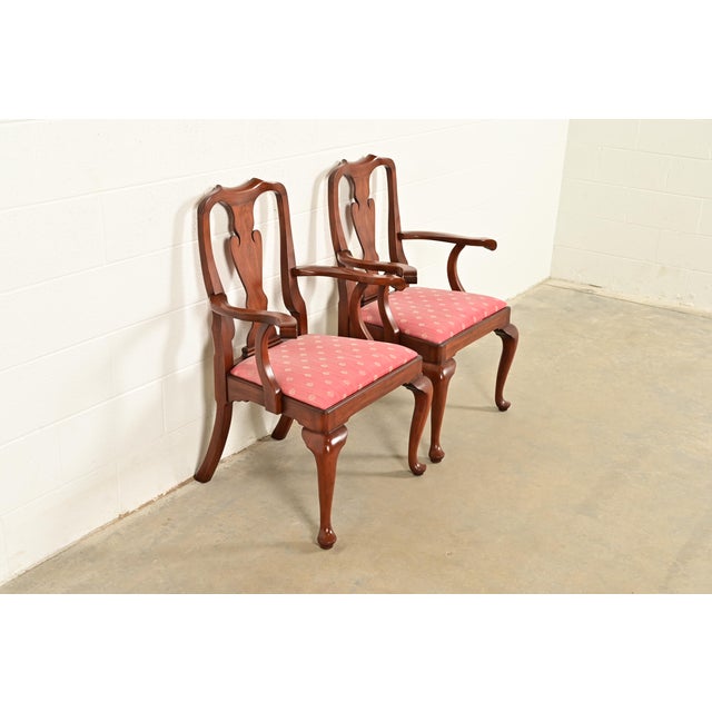Henkel Harris Henkel Harris Queen Anne Solid Cherry Wood Armchairs, Pair For Sale - Image 4 of 15