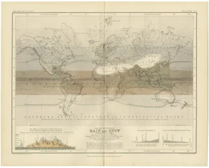 Rain and Snow Map by A.K. Johnston, 1852