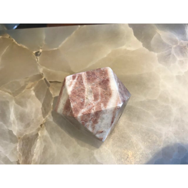 Vintage Geometric Pink Granite Paper Weight For Sale - Image 4 of 4