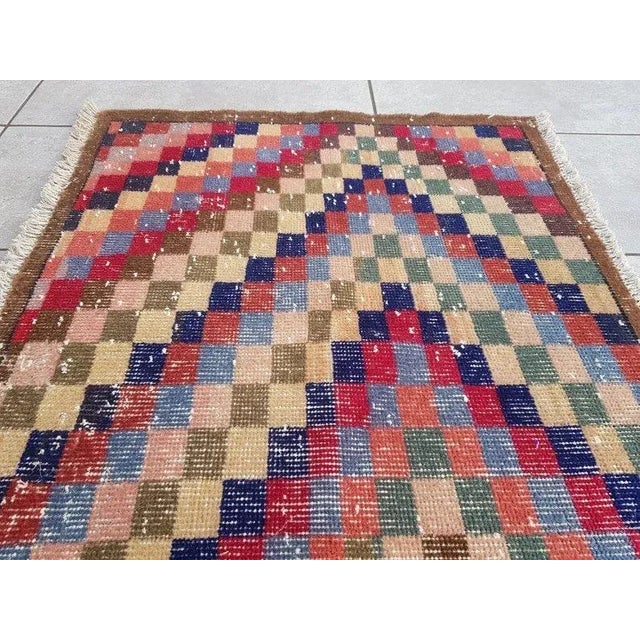 1960s Multicolored Vintage Custom & Modern Runner Rug For Sale - Image 10 of 11