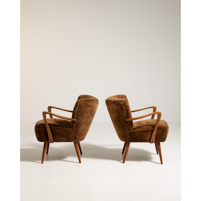 Olive Pair of Shellback Upholstered Armchairs, Antique, Denmark, Circa 1940 For Sale - Image 8 of 11