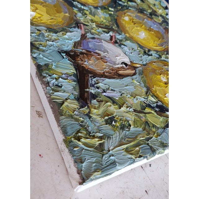 Impressionist Wren on Lemon Tree Oil Painting by Vivek Mandalia For Sale - Image 3 of 3