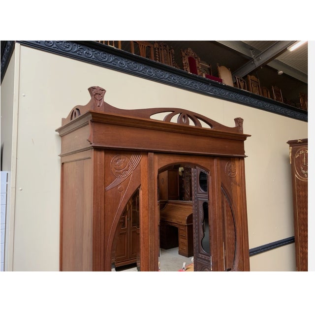 Antique Art Nouveau Wardrobe, 1910 For Sale - Image 10 of 11