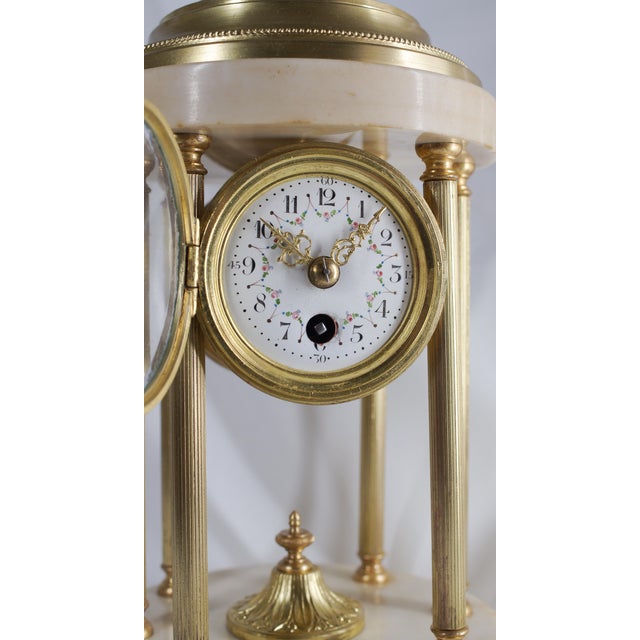 Metal Small Antique 19th Century Louis XVI Style French Boudoir Clock in the Form of Rotunda For Sale - Image 7 of 10