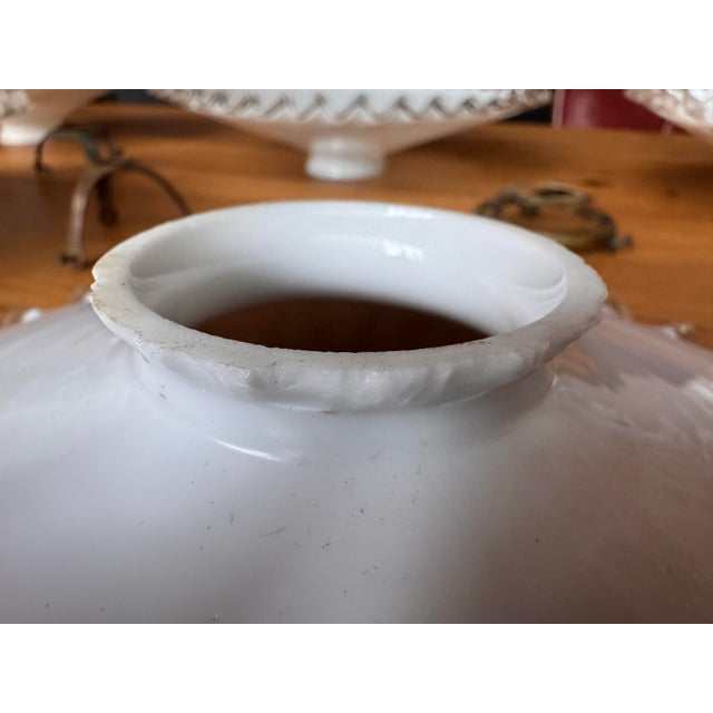 Early 20th Century French Hand-Blown Opaline Glass Pendant Shade W/ Scalloped Edge For Sale - Image 10 of 11