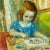 Boris Simon, Painting of Young Girl ”Petite Fille Dessiniart” For Sale - Image 4 of 6