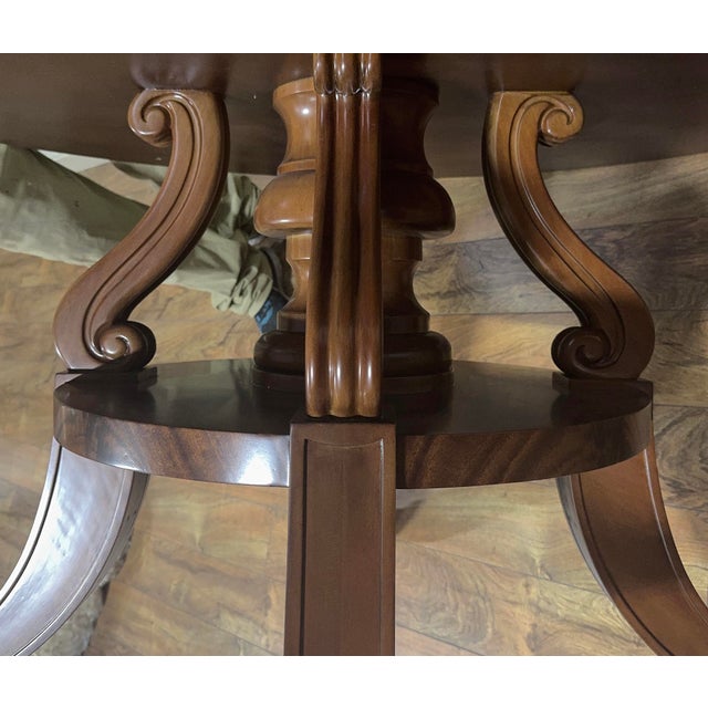Round Mahogany Dining Table for Seating 10-12 People Brown Finish For Sale - Image 14 of 14