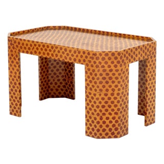 Modern Red and Yellow Patterned Side Table For Sale