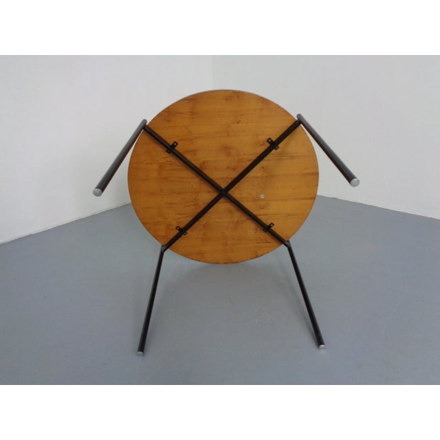 Round Teak and Steel Coffee Table from Thonet, 1950s For Sale - Image 9 of 13