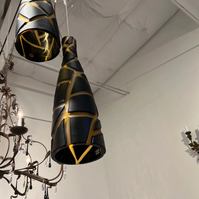 Glass 1990s Italian Murano Style Glass Single Pendants - a Pair For Sale - Image 7 of 13