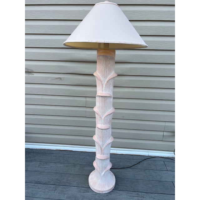 Palm Plaster Floor Lamp, in pastel pink color. Perfect for any rooms Lamp Shade included Lamp Shade Dimensions: 22x22x11
