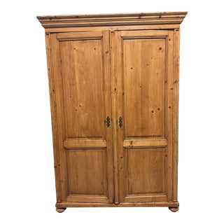 Antique Late 19th Century Pine Wood Armoire For Sale