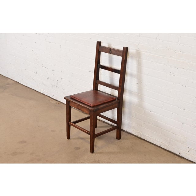 Roycroft Antique Mission Oak Arts & Crafts Ladder Back Desk Chair or Side Chair, Circa 1900 For Sale - Image 12 of 12