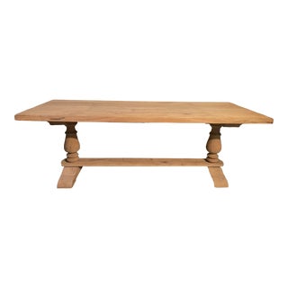 Antique English Bleached Oak Trestle Dining Table Circa 1890 For Sale