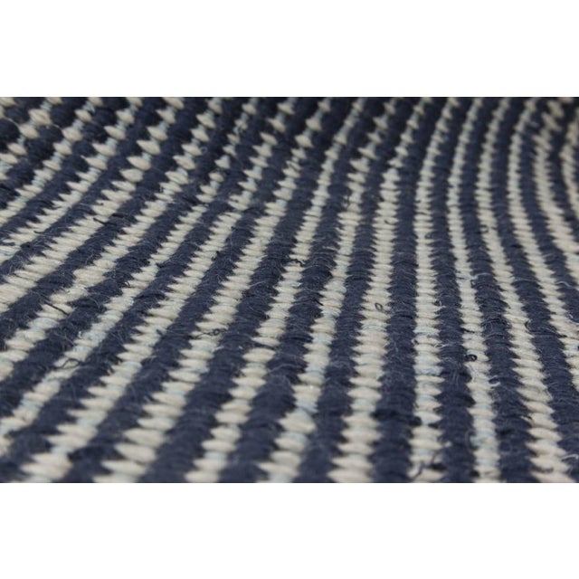 Modern Contemporary Striped Blue Flat-Weave Wool Rug by Doris Leslie Blau For Sale - Image 3 of 6