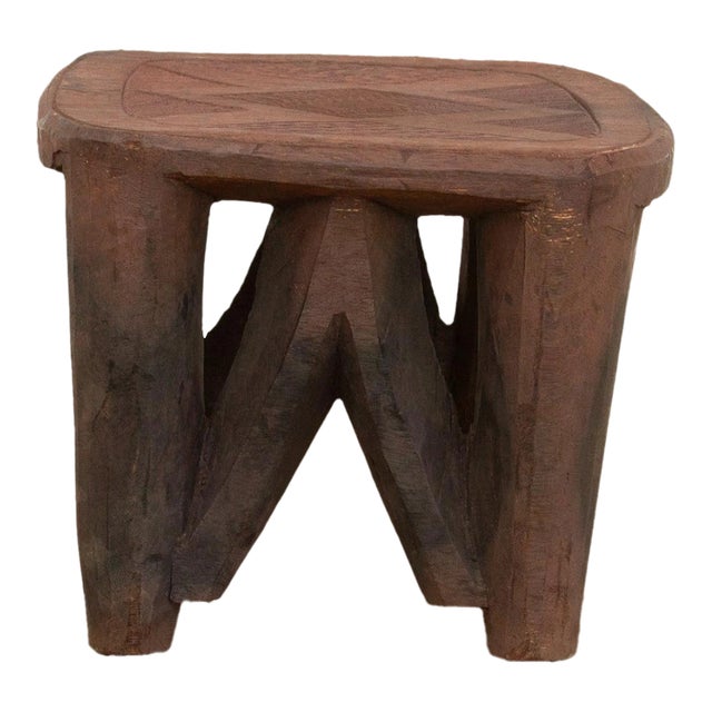 Rustic Charm Nupe Carved Stool For Sale