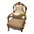 French Louis XV Accent Armchair – Light Brown Velvet Damask Upholstery With Gilded Gold Leaf Frame For Sale
