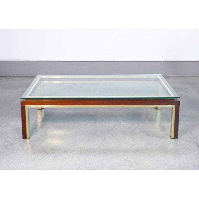 Smoking coffee table of italian design in wood, brass and glass origin italy period 1950s designer the line of the coffee...