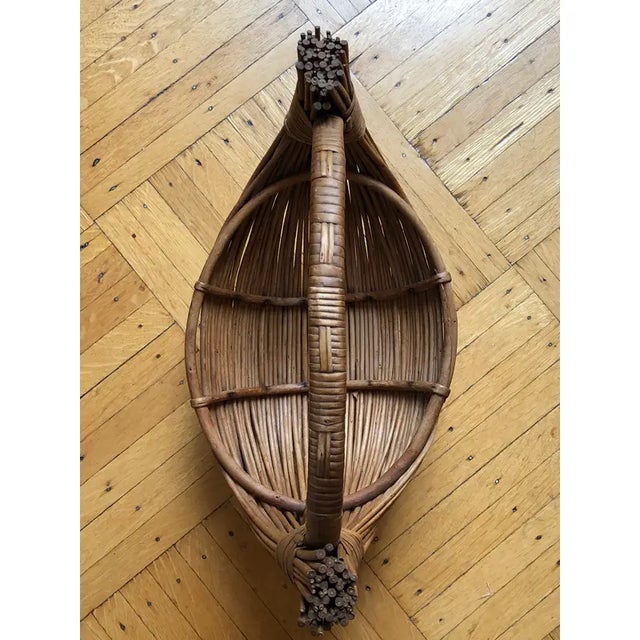 Wood Mid-20th Century Handcrafted Boho Boat Basket For Sale - Image 7 of 11