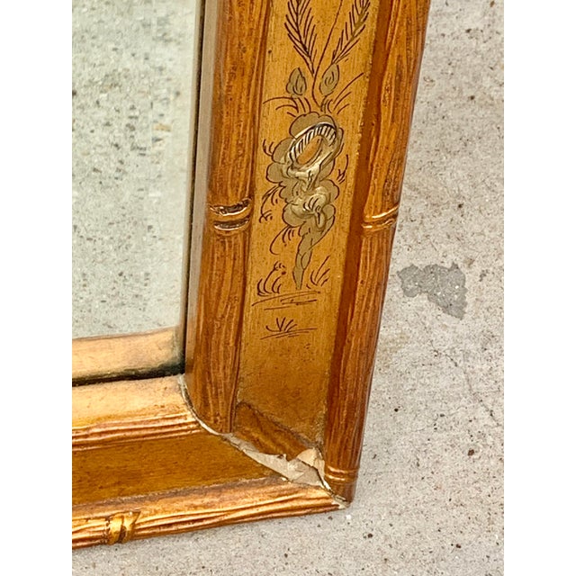 Glass Vintage Large Faux Bamboo Chinoiserie Beveled Mirror For Sale - Image 7 of 13