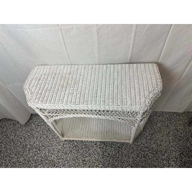 Wood 1940’s Wicker & Wood Console Table For Sale - Image 7 of 9