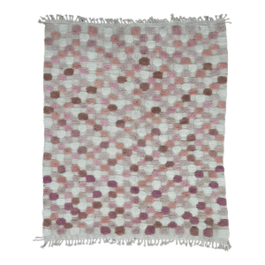 Pink Textured Checkered Rug - 9.4 X 8 Ft