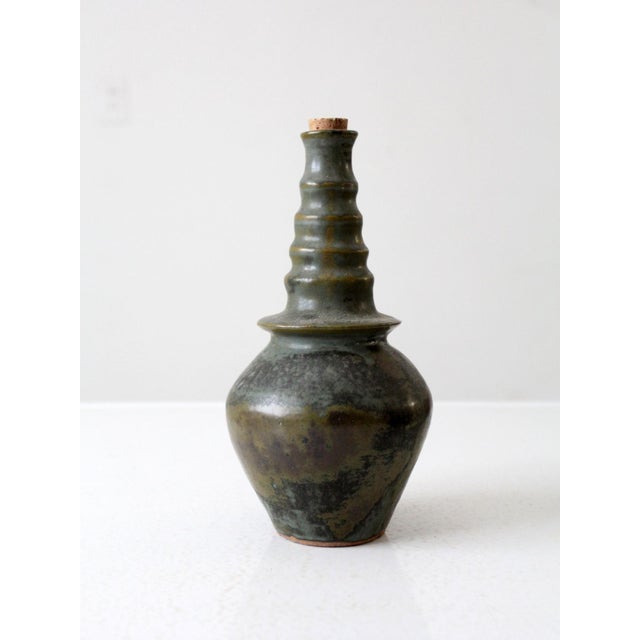 Contemporary Vintage Studio Pottery Bottle Vase For Sale - Image 3 of 11