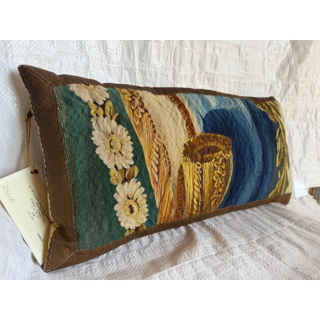 French 18th Century French Beauvais Wool and Silk Tapestry Pillow For Sale - Image 3 of 4