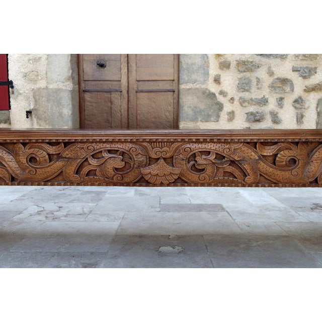 Antique Indonesian Bench in Carved Wood, 1890s For Sale - Image 4 of 18