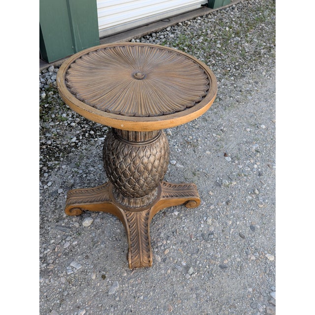 Thomasville pineapple table base is in good condition. This is a sturdy base would look good inside or outside. NO glass....