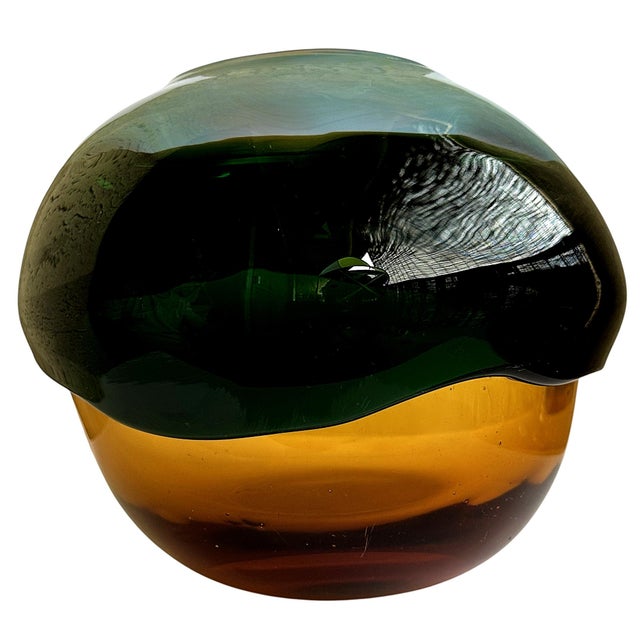 A showstopping centerpiece of modern artisan glasswork, this monumental handblown vase is a symphony of molten color and...