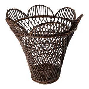 20th Century American Primitive Rustic Willow Woven Decorative Basket