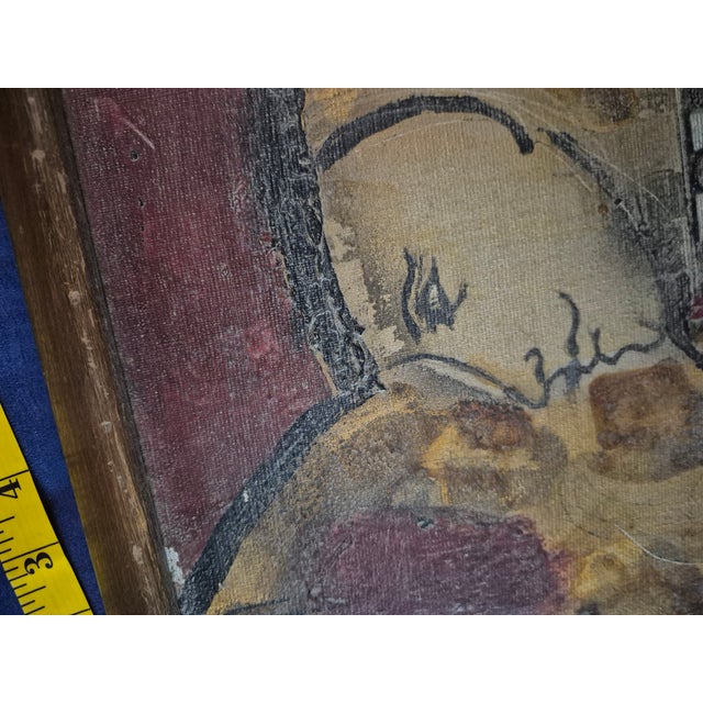 Textile Mid-Century Modern Van Lowe Style Brutalist "King of Spades" Oil Painting on Canvas For Sale - Image 7 of 11