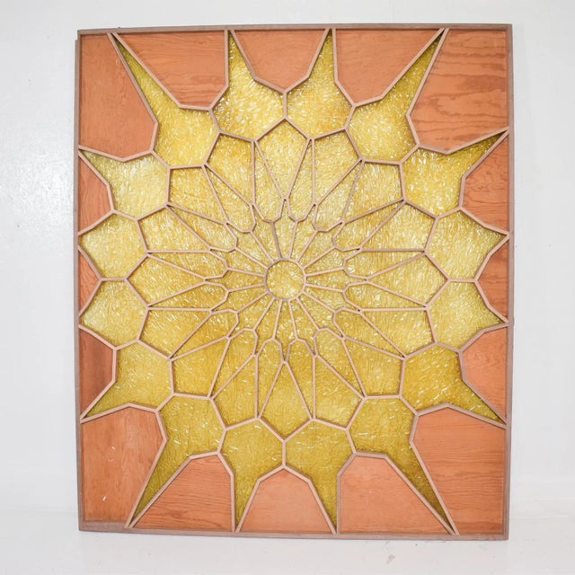 1960s Modern Sunburst Custom Room Divider Screen Wood Door Panel For Sale - Image 9 of 14