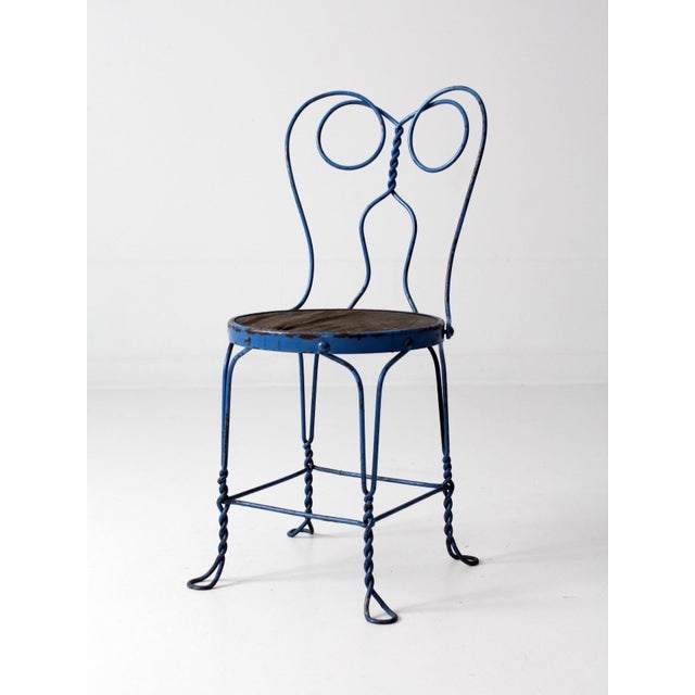 Early 20th Century Blue Ice Cream Parlor Chair For Sale - Image 6 of 9