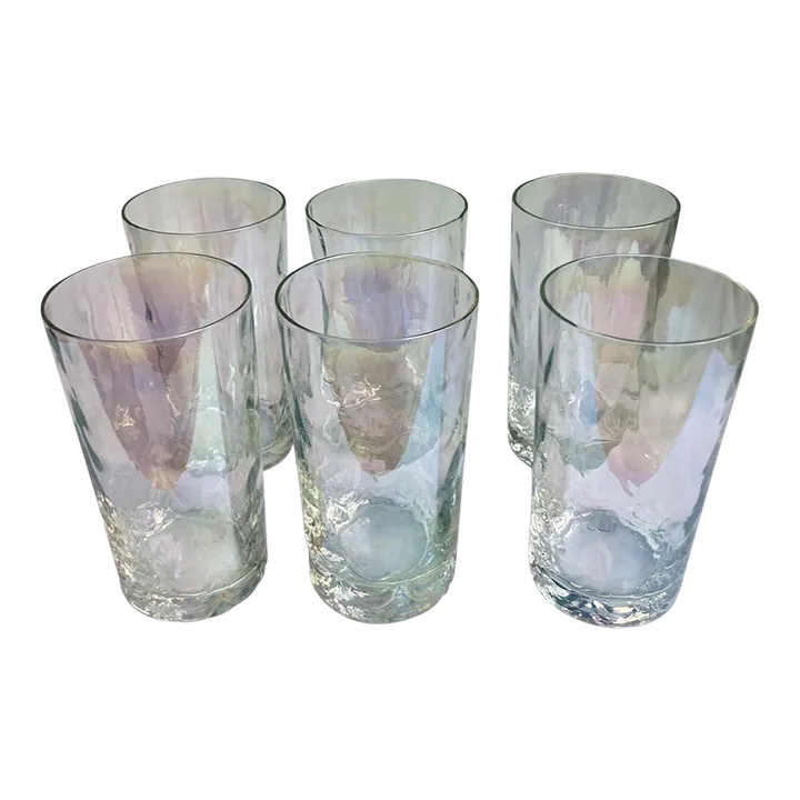 注目ショップ・ブランドのギフト 1960's Set Lustre Iridescent Glass Virginia West 6 of 小物