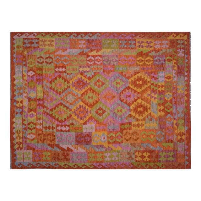 Vintage Afghan Style Hand Made Wool Maimana Kilim,6'2"x8'1" For Sale