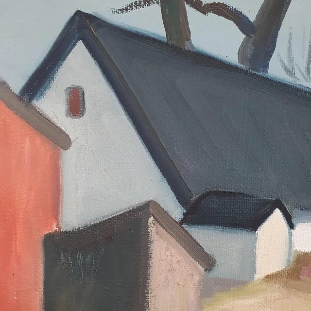 Mid-Century Modern Berg, Houses, 1963, Oil on Canvas For Sale - Image 3 of 18