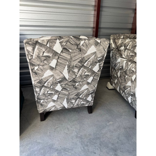 Lee Industries Lee Industries Palm Leaf Upholstered Lounge Chair- Set of 2 For Sale - Image 4 of 11