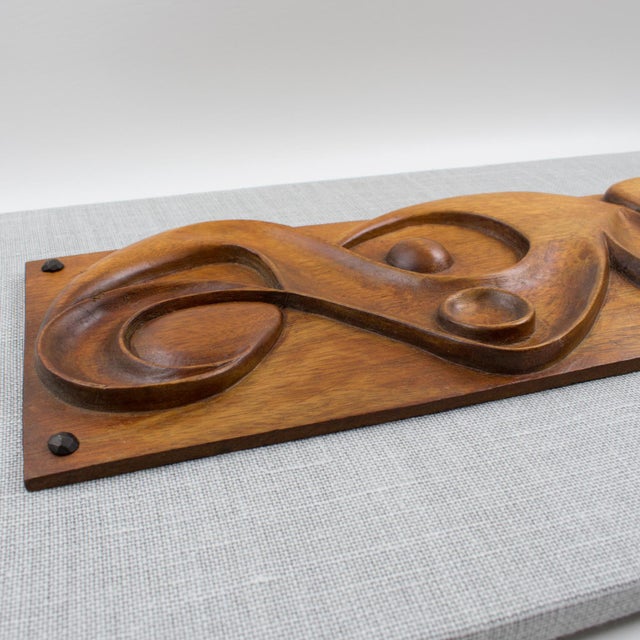 Abstract Wooden Wall-Mounted Art Sculpture Panel by Maxime Tendero, 1973 For Sale - Image 10 of 16