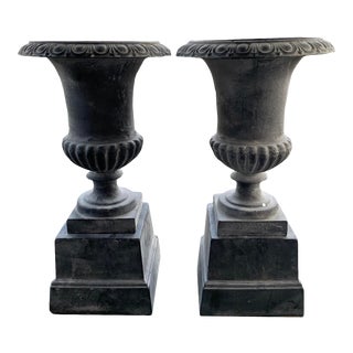 Cast Iron Urn Planters - a Pair For Sale
