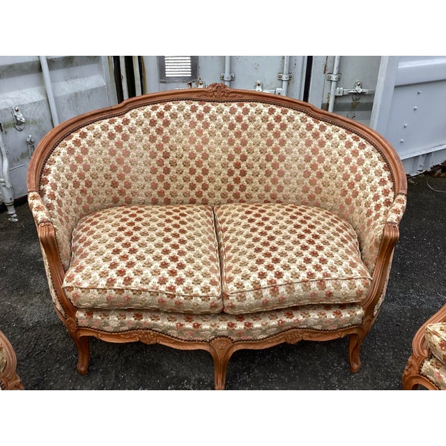 French Vintage Salon Set W/Velvet Upholstery For Sale - Image 10 of 13