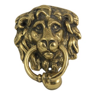 Antique Brass Lion Head Door Knocker For Sale